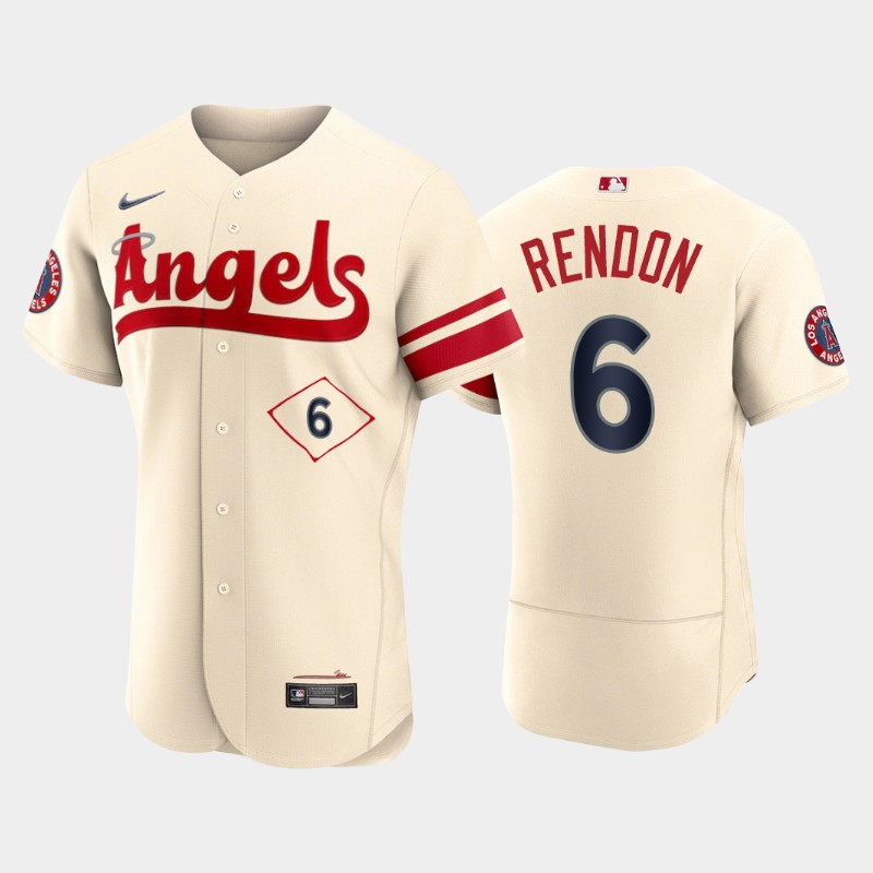 Men's Los Angeles Angels #6 Anthony Rendon 2022 Cream City Connect Flex Base Stitched Jersey Men's Los Angeles Angels #6 Anthony Rendon 2022 Cream City Connect Flex Base Stitched Jersey